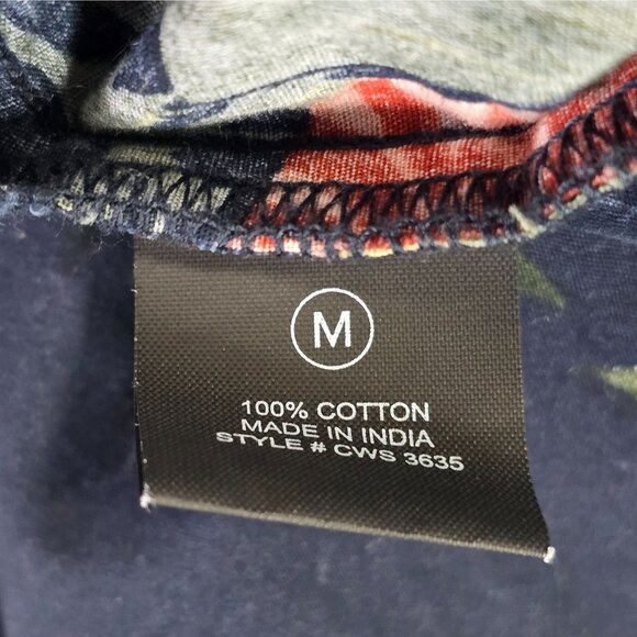 Mens Fashion Nova Navy White & Red Floral Print Jacket Full Zip 100% Cotton M - Picture 3 of 8